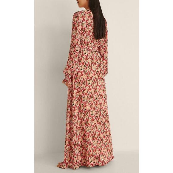 NA-KD Structured Overlap V Neck Maxi Dress Floral Print Long Sleeve Size 34 XS - Picture 8 of 12